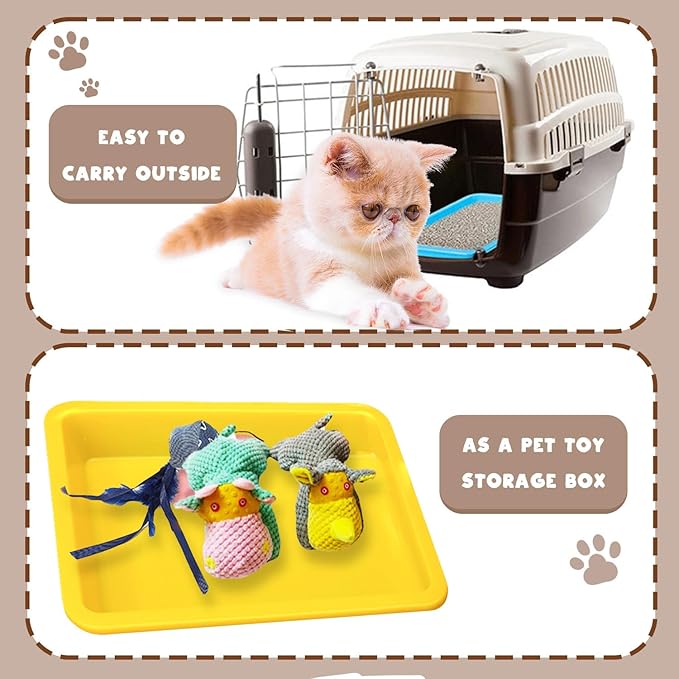 3 Pcs Kitten Litter Box,Plastic Portable Small Litter Pan Low Entry Waterproof Bunny Cat Litter Box,Multi Color Nonstick Litter Tray Travel Toilet for Small Pet Guinea Pig Rabbit