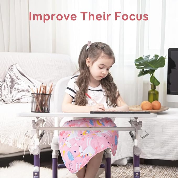 Sivio Weighted Lap Pad 2lbs 100% Cotton Heavy Lap Pad Sensory Throw Pad with Glass Beads Portable Lap Blanket Great for Home Classroom Travel, 19” x 21”, Pink Unicorn