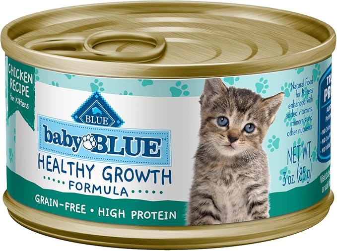 Blue Buffalo Baby Blue Natural Grain-Free Wet Food for Kittens, Healthy Growth Formula with DHA, High-Protein Chicken Paté, 3 oz Can