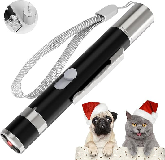 Cat Toys, Cat Toy Red Pointer for Indoor, Rechargeable, 5 Adjustable Patterns, 3 Modes Training Chaser Pet Toy Pointer, Interactive Pet Cat/Dog Toy for Cats Fun Playing Exercise(Black)