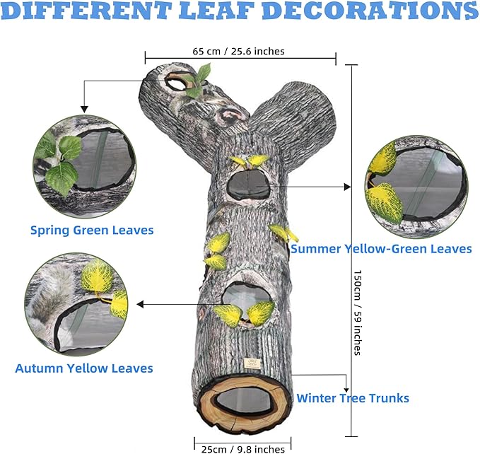 Cat Tunnels for Indoor Cats, Cat Tunnel Bed Toy, Cat Stuff Accessories for Large Cats Kitten and Other Small Animals to Chase and Play, Foldable & Easy to Store, Cat Tube Toys L 59"