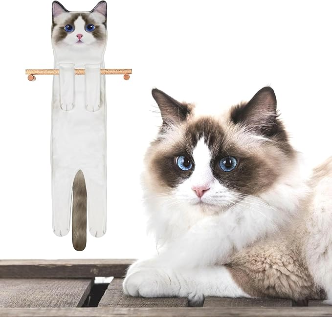 Cat Hand Towels for Kitchen and Bathroom - Cute Decor Gadgets - Hanging Soft Absorbent Face Towel - Funny Birthday, Mother's Day, Housewarming Holiday Unique Gifts for Women, Mom, Lady, Cat Lovers