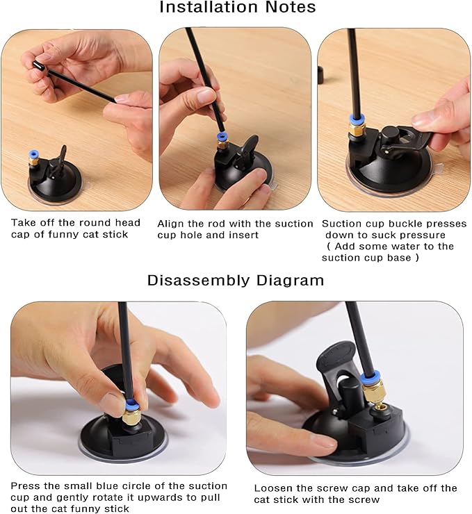 Cat Toys Interactive Cat Feather Wand , Powerful Suction Cup, 4Pcs Natural Feathers and1 Cat Wand Toy , for Indoor Kitty Old Cat Exercise