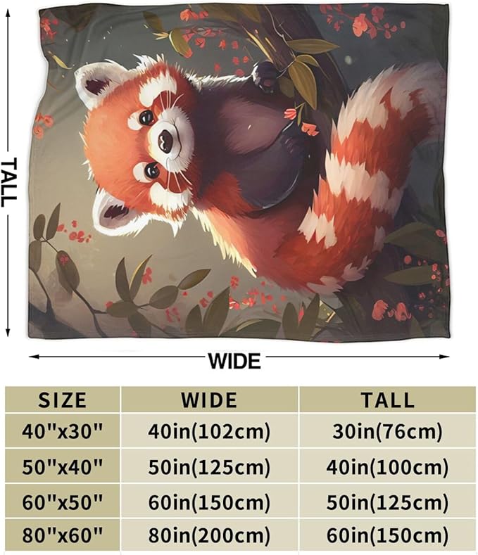 Red Panda Throw Blanket Red Panda Plush Fleece Soft Cozy Gifts Blanket for Kids Girls Adults Decor 40''X50''