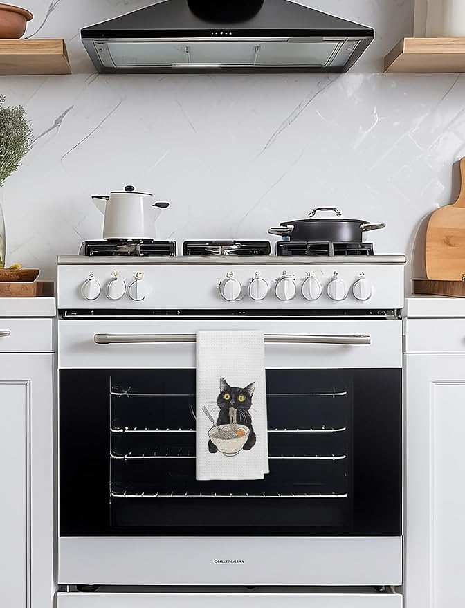 Black Cat Kitchen Towels, Cat Decor Hand Towels for Bathroom, Black Cat Gifts, Cat Gifts for Cat Lovers, Cat Dish Towels Tea Towels for Kitchen, Cat Kitchen Bathroom Decor, 16x24 Inch