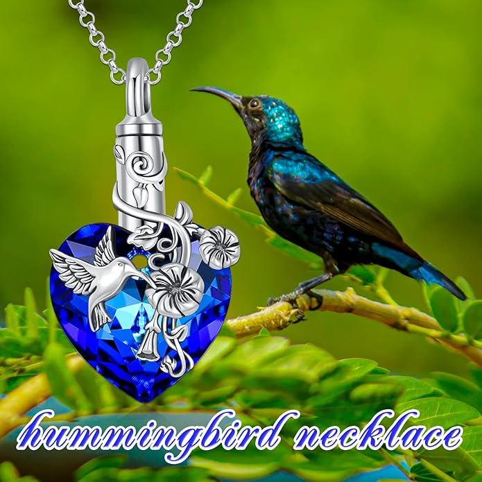 Animal Crystal Urn Necklace For Ashes Sterling Silver Butterfly Dragonfly Bee Phoenix Peacock Hummingbird Fox Angel Wing Pentagram Pentacle Cremation Necklace Heart Teardrop Urn Holder Necklaces For Women Memorial Jewelry