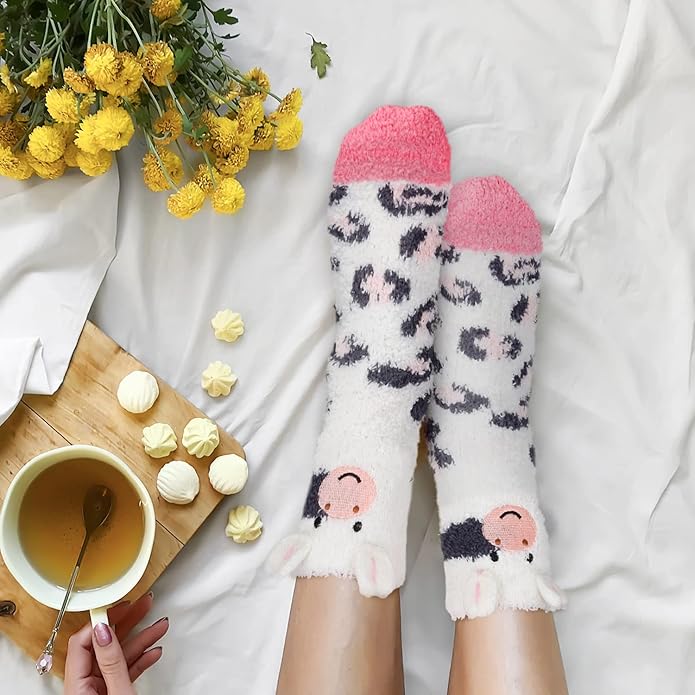 Benefeet Sox Cute Fuzzy Socks for Women Girls Fluffy Warm Cozy Novelty Slipper Socks Funny Animal Plush Sleeping Socks