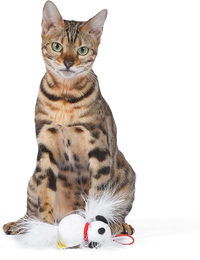 Peanuts 4” Snoopy Catnip Stuffed Plush Cat Toy with Feathers and Elastic Loop for Interactive Play Interactive Toy for Cats | Cat Exercise Toy with Feathers and Catnip (FF19707)