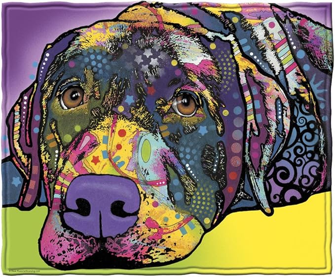 Dawhud Direct Colorful Dog Fleece Blanket for Bed, 50 x 60 inches Dean Russo Labrador Fleece Throw Blanket for Women, Men and Kids - Super Soft Plush Dog Blanket Throw Plush Blanket for Dog Lovers