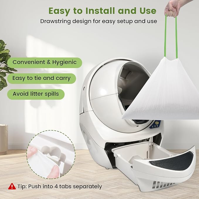 67 Count Waste Drawer Bags for Robot 3 4 and Compatible with Most Self Cleaning Litter Box & ScoopFree Clumping Poop Bin, 9 Gal Kitty Drawstring Liners Leak-proof Disposable Pet Trash Replacement Bags