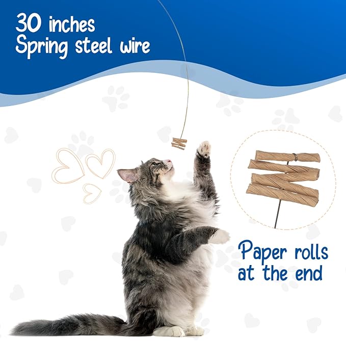 Cat Dancer Interactive Cat Toy - Fun and Fitness for Your Furry Friend - Engaging Paper Roll Attached with 30 Inches Flexible Spring Steel Wire for Playful Cats – 6 Pack