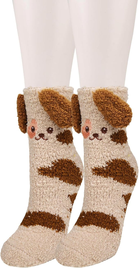 Benefeet Sox Funny Animal Fuzzy Socks for Women Girls - Cute Fluffy Slippers, Cozy Warm Winter Plush Sleeping Socks