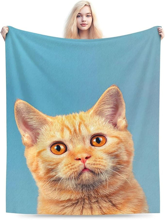 Cat Throw Blanket Colorful Cute Cat Plush Fleece Soft Cozy Cat Gifts Blanket for Kids Girls Adults Couch Bed Chair Office Dorm Decor 40''X50''