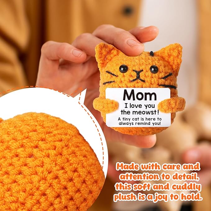 Birthday Gifts for Mom Grandma Positive Crochet Animal for Aunt Godmother,Emotional Crochet Small Birthday Gifts