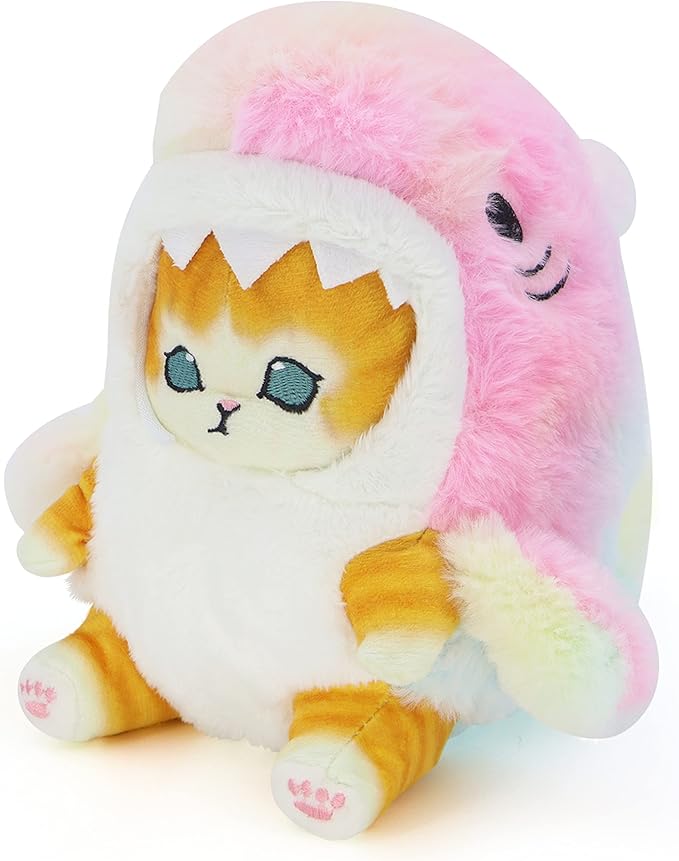 Kawaii Shark Cat Plush Toy Stuffed Animal Doll, Soft Pillow for Boys & Girls (Tie-dye Shark cat, 20cm/7.8in)