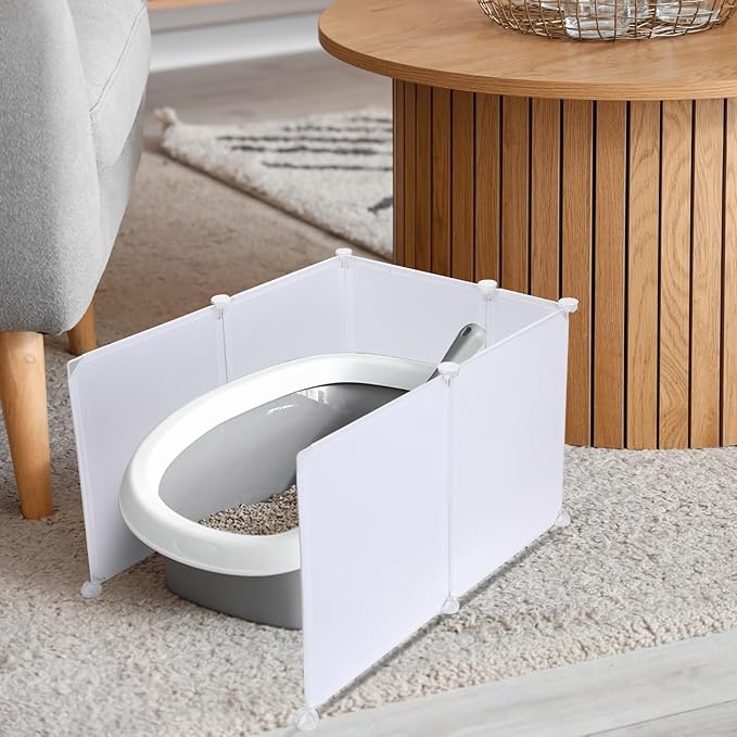 Barydat 3 Set Cat Litter Box Enclosure Splash Guard Extra Large 27.6 x 20.5 Inch Pet Litter Pan Pee Shields Easy Clean High Wall Litter Box Enclosure for Cat Litter Box Stainless Steel Litter Box