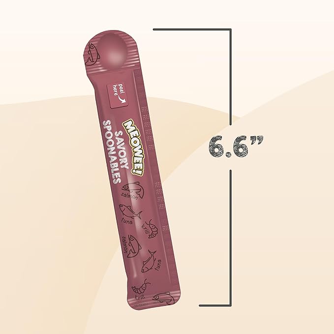 Savory Spoonables with Real Salmon, Tuna and Krill for Cats, 8 Count, Treat Your Cat to Triple Flavor Squeezable Lickable Wet Treats with Built-in Spoon for Less Mess