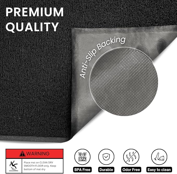 Andalus Small Cat Litter Mat, Pack of 1 - Waterproof, Non-Slip & Easy to Clean Cat Litter Box Mat for Extra Efficient Pet Litter-Trapping, Black (15.75” X 11.75”)