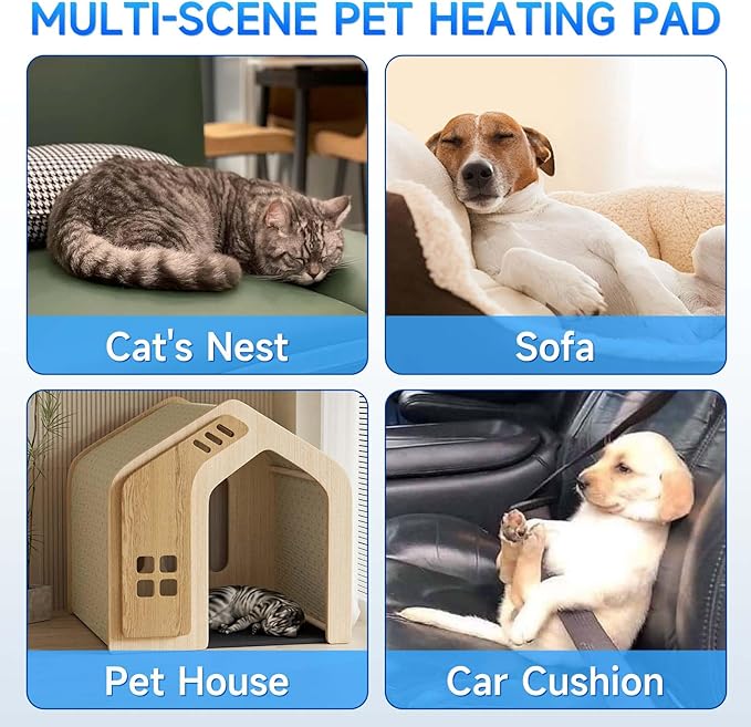 Pet Heating Pad, Dog Heating Pad, Waterproof Adjustable Temperature Indoor Cat Heating Pad with Timer, 86℉-140℉ Easy to Clean Heating Pad, Cover Included - 23.6" x 35.4" Large
