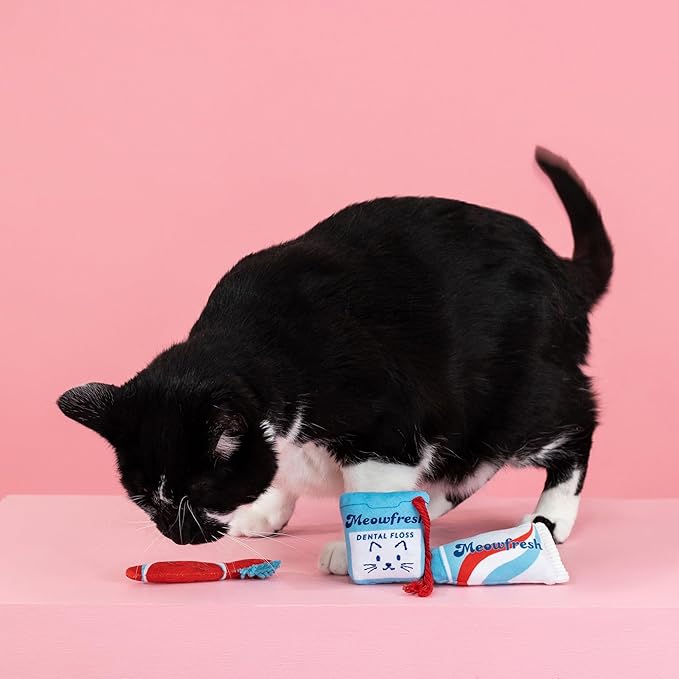 Fringe Studio Plush Cat Toy Set, Minty Fresh, Mini 3 Piece Set, Pet Shop Collection (904031)