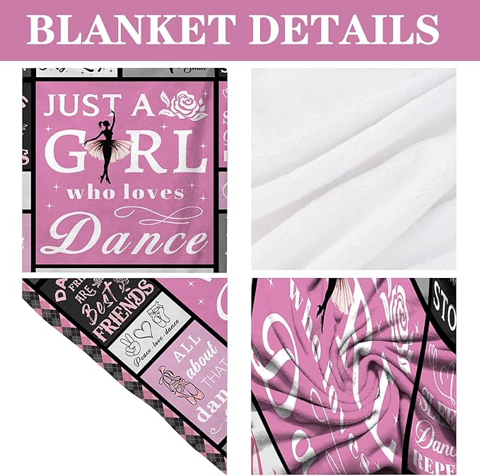 Dance Gifts for Girls Blanket, Dance Recital/Ballet/Ballerina Gift for Girl, Dancer Gifts for Girls Teens Teacher on Birthday Christmas 50"x60"