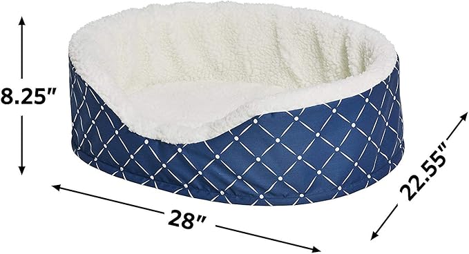 Midwest Homes for Pets CU29BLD Couture Orthopedic Cradle Pet Bed for Dogs & Cats, Medium, Blue/White Diamond Pattern