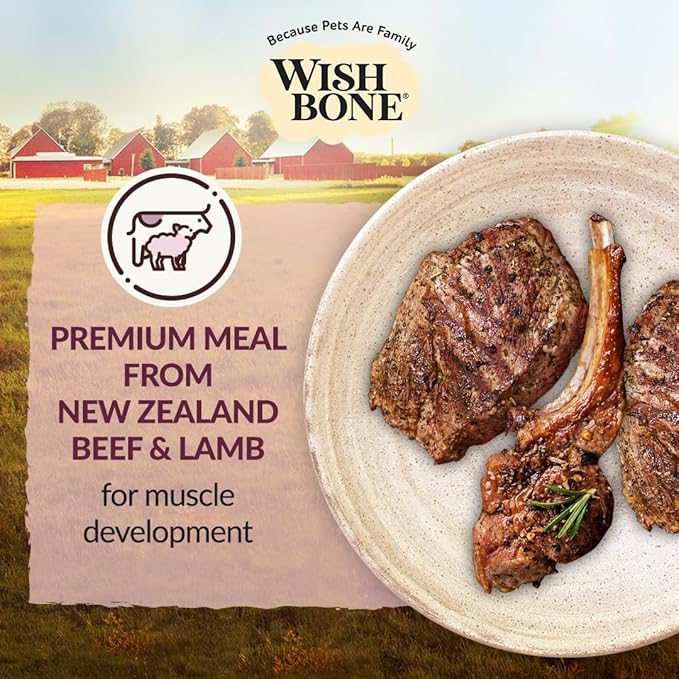 Wishbone Graze New Zealand Beef and Lamb, Gluten Free, Grain Free Dry Cat Food, Premium Beef and Lamb Recipe Cat Food for Overall Pet Health - 4 lb