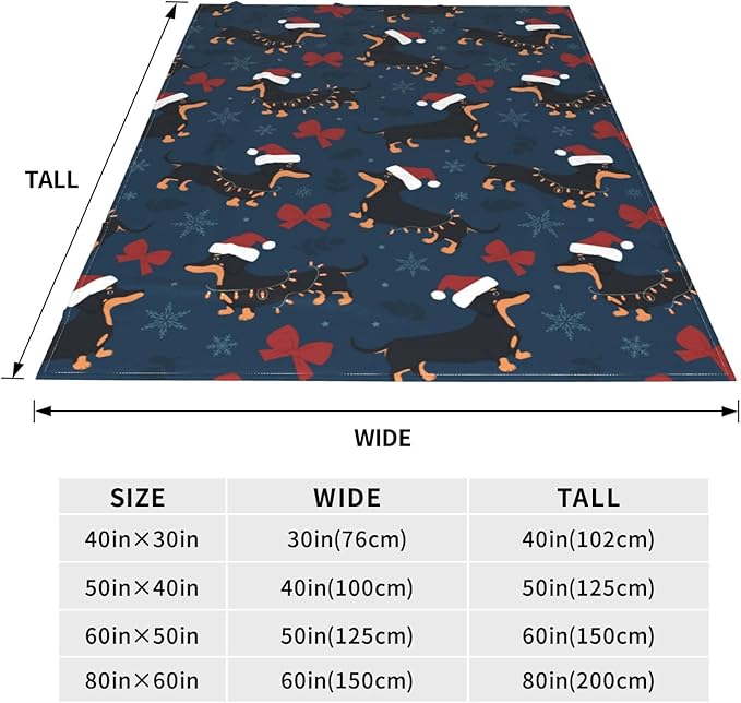 Christmas Dachshund Throw Blanket Soft Cozy Plush Warm Fleece Blanket for Sofa Couch Bed 80"X60"