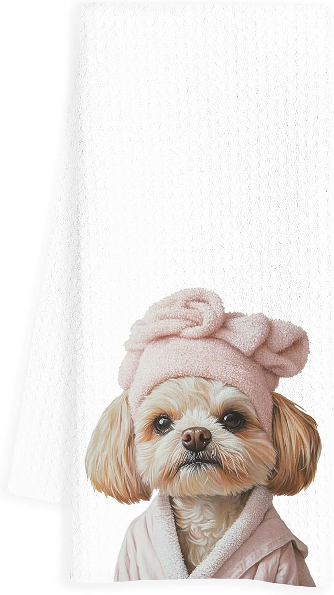 Pink Shih Tzu Hand Towels for Bathroom, Shih Tzu Bathroom Hand Towels, Dog Bathroom Decor, Kids Hand Towels, Kids Bathroom Decor, Shih Tzu Gifts for Women Dog Lovers, 16x24 Inch
