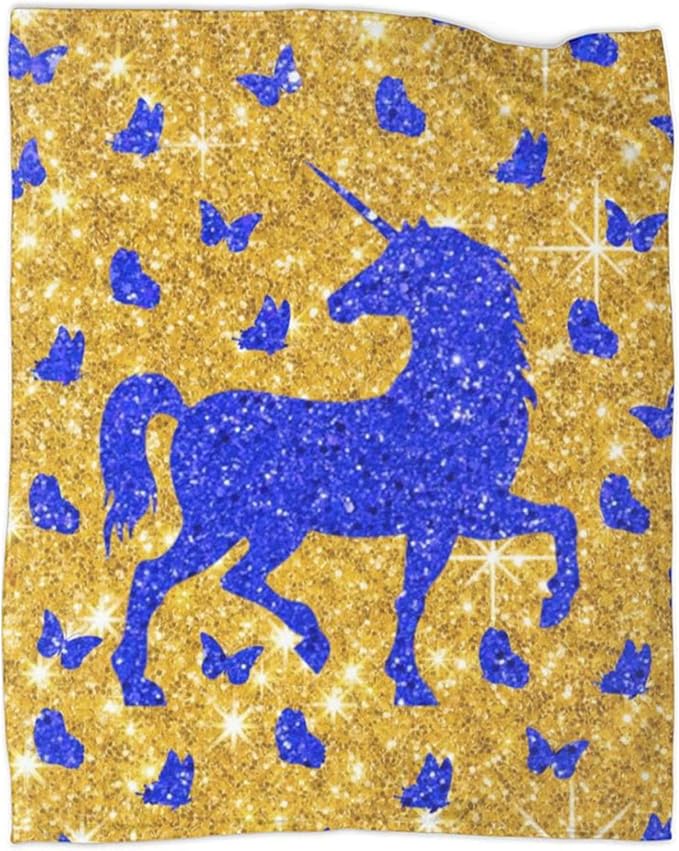 Ultra-Soft Microfiber Throw Blanket 350 GSM Fuzzy Fleece Blanket for Adults Kids Gift Couch, Sofa, Bed Cute Unicorn Butterfly 60"x50"