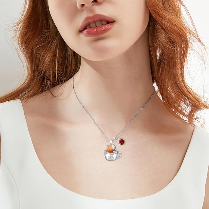 Black Cat/Pug/Boston Terrier/Capybara/Yorkie/Beagle/Maltese/Corgi Necklace 925 Sterling Silver Cute Animal Jewelry for Women