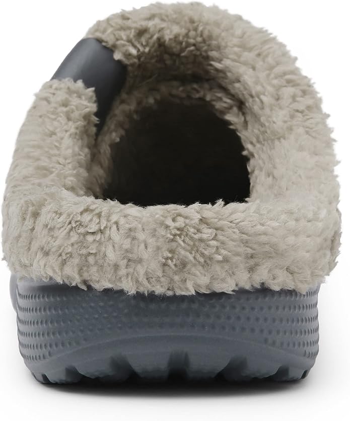 SMajong Mens Fur Lined Clogs Womens Waterproof Slippers Garden Shoes Winter Warm Plush Home House Slippers Indoor Outdoor Mules