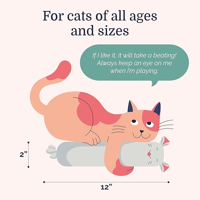 Hepper Plush Mouse Kicker Toy - Catnip Interactive Cat Toy with Bell- Durable Cat Toys for Kicking & Wrestling- Large Cat Toy for Indoor Cats Filled with Catnip- Perfect Pet Gifts for Cats