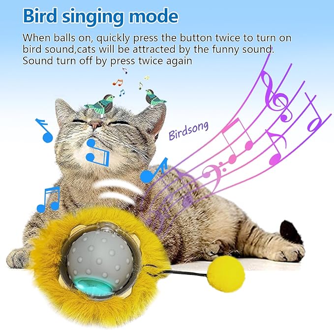 Motion Activate Interactive Cat Toys - Automatic Moving Ball Toys for Indoor Cats, Self Rotating Ball with Lights, Electric Cat Mice Toys, USB Rechargeable, Auto On/Off