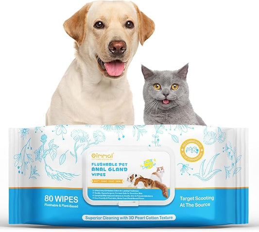 Anal Gland Wipes for Dogs, Dog Anal Gland Wipes with Aloe Vera & Vitamin E Helps Soothes Itching - Dog & Cats Supplies Grooming Wipes Anal Gland Support Wipes - 80P