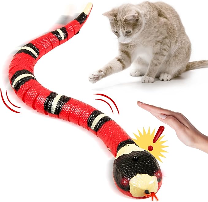 Kitten Toys,Smart Sensing Snake cat Toy,Interactive cat Toy,USB Rechargeable Electric Simulation Slithering Serpent-for Kids, Cats & Dogs,Game Play Toy