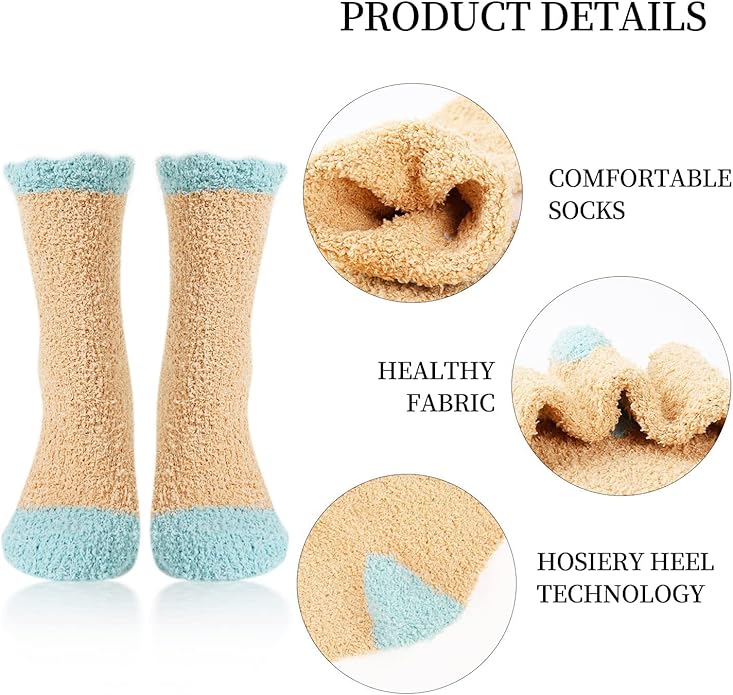 Benefeet Sox Cute Animal Fuzzy Socks for Women Girls Funny 3D Animal Cozy Socks Fluffy Slipper Socks Plush Comfy Soft Socks