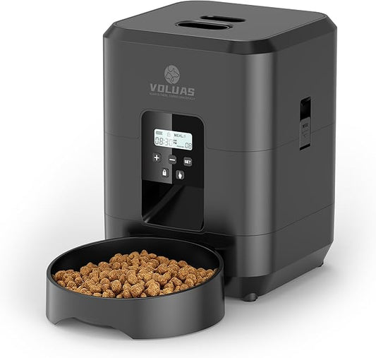 VOLUAS Automatic Cat Feeder - Automatic Pet Feeders for Cats and Dogs, Cat Food Dispenser for Dry Food, Timed Cat Feeders with Memory Function, 2L Auto Cat Feeder