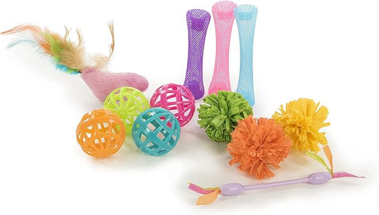 SmartyKat (13 Set Bundle) Smarty Stash Variety Pack Cat Toys, Includes Catnip - Multi Color, Set of 13