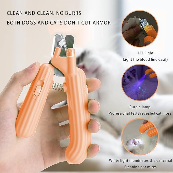 Cactus Shaped Cat Nail Clippers - Durable, Ergonomic Pet Grooming Tool for Cats & Kittens - Safe, Sharp, and Comfortable Claw Trimmer(Orange)
