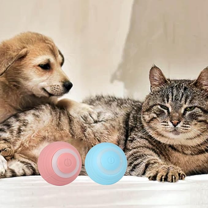 Interactive Cat Toys Ball Pet Smart Ball Automatic Rolling Chase Ball with Colorful Lights, Perfect Indoor Playmate Toy Ball for Kitten & Puppy Dog Playing, USB Rechargeable (Sky Blue)
