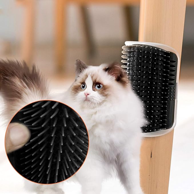 2 PACK Cat Self Groomer,Softer Cat Corner Scratcher For Wall With Catnip,Pet Grooming Massage Kitten Brush,Cat Face Scratcher For Kitten with Long &Short Fur (Black)