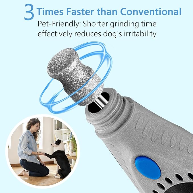 RIUORKIE Diamond Rotary Nail Grinder Bits for Dog, 1/8" Diamond Dog Nail Grinder Attachment Attachment for Dremel Grinder Replacement Heads Pets Nail Care Clippers for Medium Large Dogs.