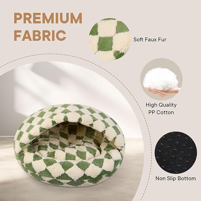 Dog Beds for Small Dogs, Cat Bed Cave, Washable Cute Cat Bed, Cozy Nook Pet Bed for Dogs or Cats, Anti-Slip Puppy Bed Fits up to 12 lbs Pets(Green, 20" x 20")