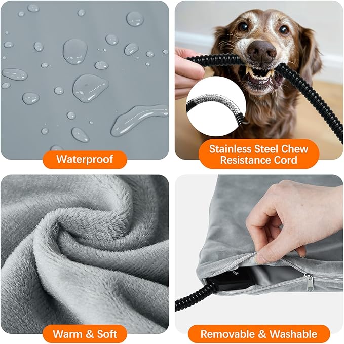 Vannon Pet Heating Pad, Heated Cat Dog Bed with Chew Resistant Cord, Outdoor Heated Mat for Dog House, Adjustable Indoor Warming Mat for Pets, Waterproof & Overheat Protection, 27.6'' × 15.7''