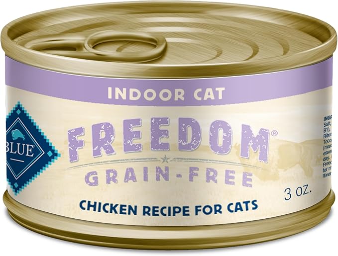 Blue Buffalo Freedom Grain-Free Adult Wet Cat Food, Complete & Balanced Nutrition for Indoor Cats, Made with Natural Ingredients, Chicken Recipe, 3-oz. Cans (24 Count)