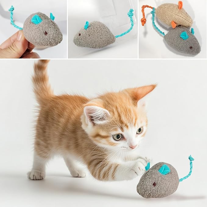 Cat Toy Interactive Toy Plush Kittens Kitty Mouse Shaped Toy, Cat Chew Toy Indoor.