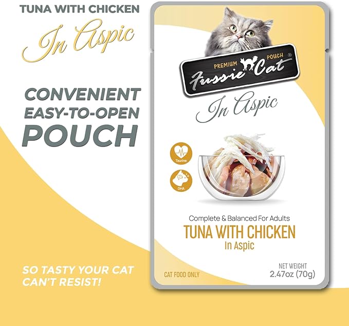 Fussie Cat Premium Tuna w/Chicken in Aspic, 2.47 Ounce (Pack of 12)