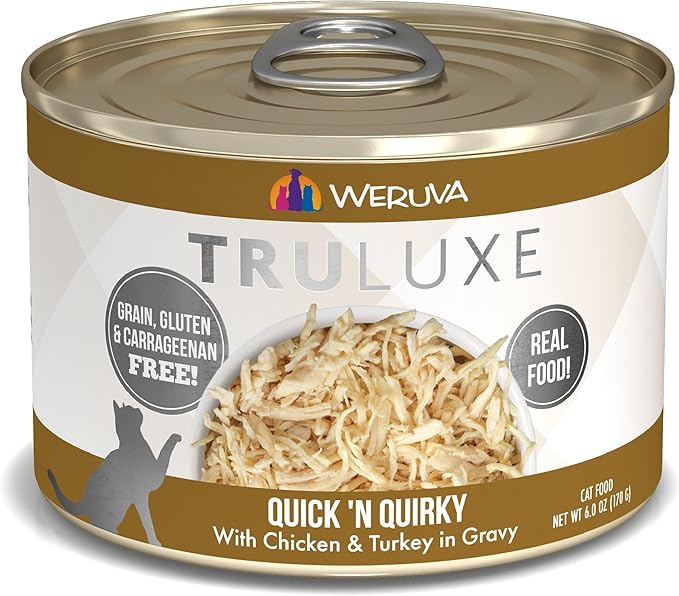 Weruva's TruLuxe Cat Food, Quick 'N Quirky with Chicken & Turkey in Gravy, 6oz Can (Pack of 24), Brown