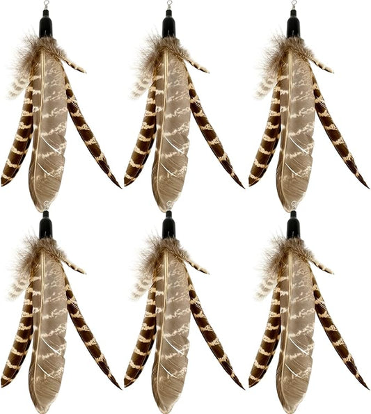 Cat Feather Toys Refills Cat Wand Replacement, 6 PCS Handmade Natural Da Bird Feathers Refill, Cat Toy Feather Replacement for Indoor Cats (C)